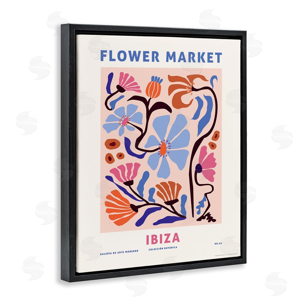 Reinders Ibiza Flower Market Black Floating Frame Canvas Wall Art Print