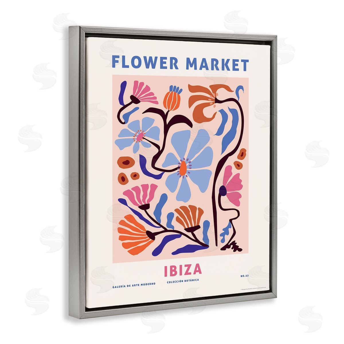 Reinders Ibiza Flower Market Gray Floating Frame Canvas Wall Art Print