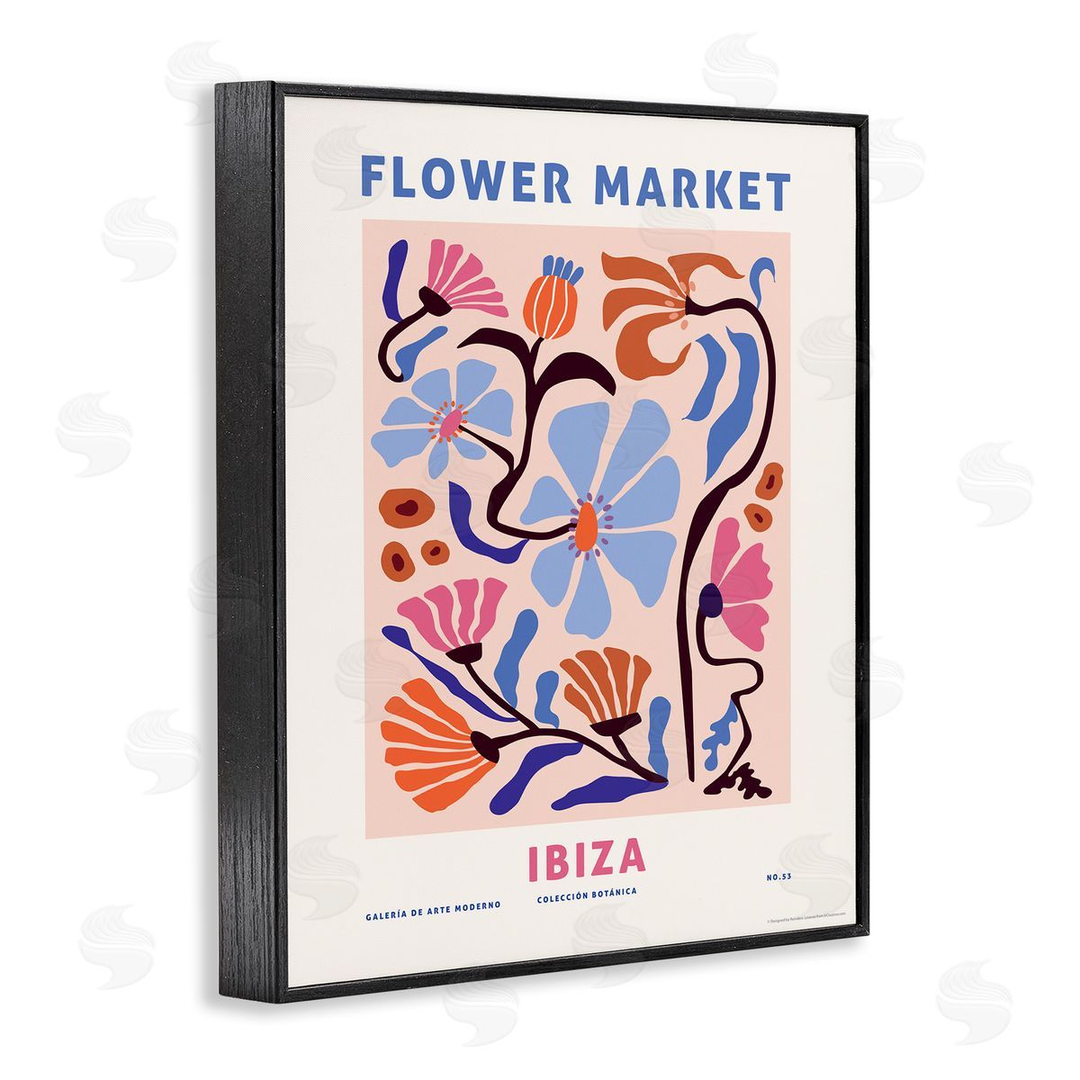 Reinders Ibiza Flower Market Black Framed Giclee Wall Art Print