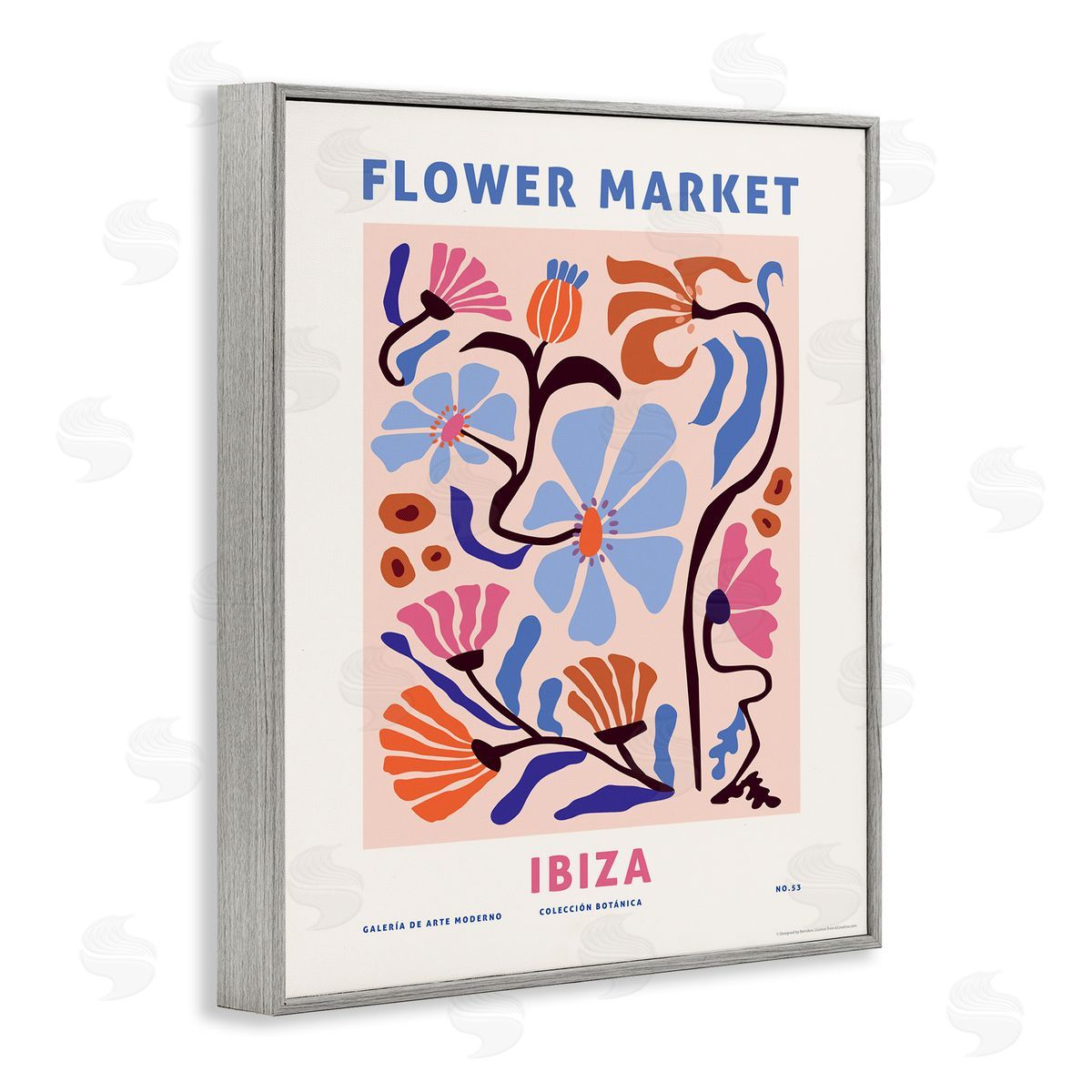 Reinders Ibiza Flower Market Gray Framed Giclee Wall Art Print