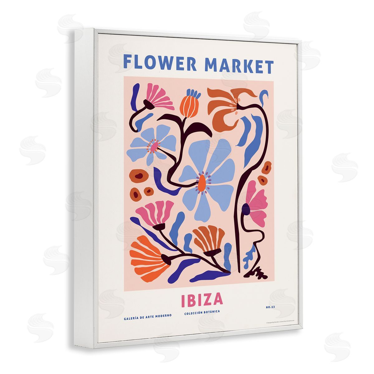 Reinders Ibiza Flower Market White Framed Giclee Wall Art Print
