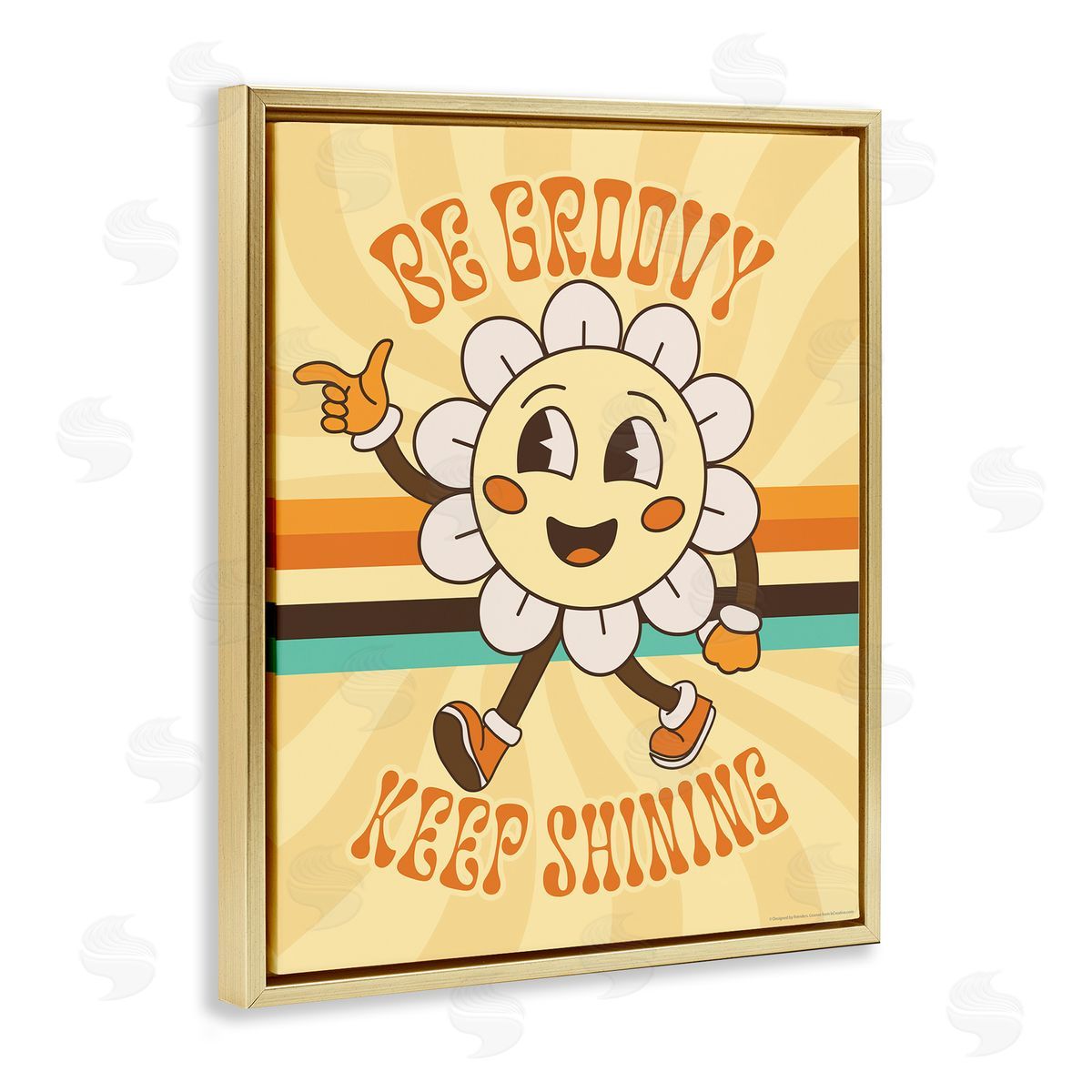 Reinders Be Groovy Keep Shining Gold Floating Frame Canvas Wall Art Print