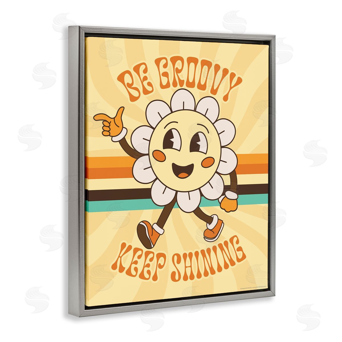 Reinders Be Groovy Keep Shining Gray Floating Frame Canvas Wall Art Print