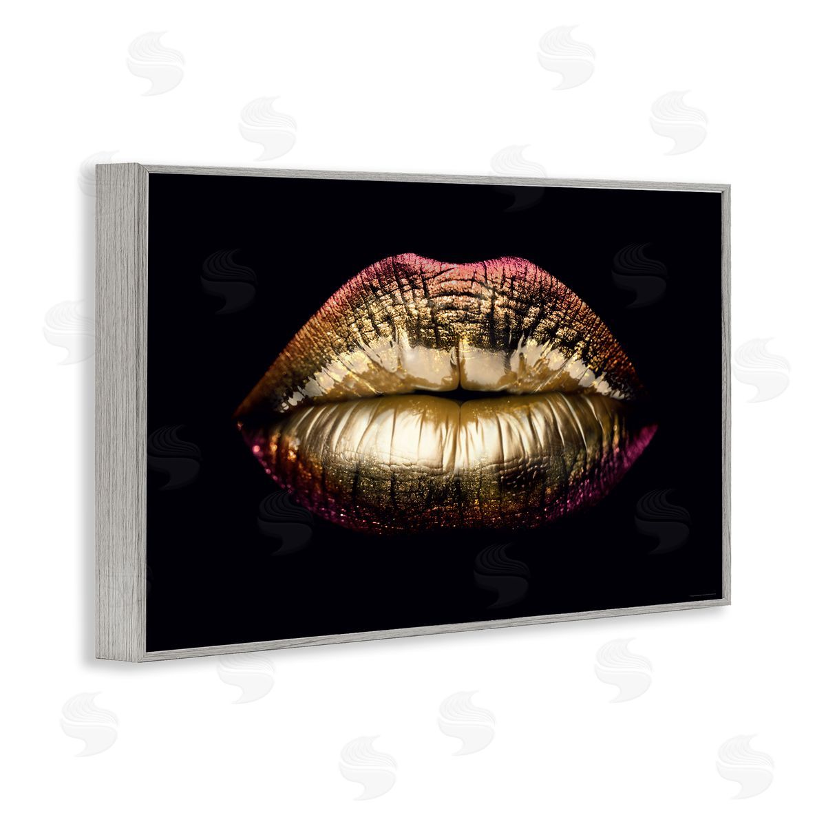 Reinders Pink & Gold Lipstick Gray Framed Giclee Wall Art Print