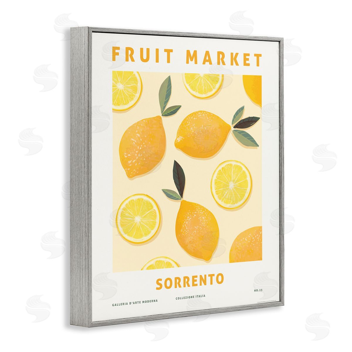 Fruit Market Lemons Grey Frame Print Wall Art, Home Decor by Reinders