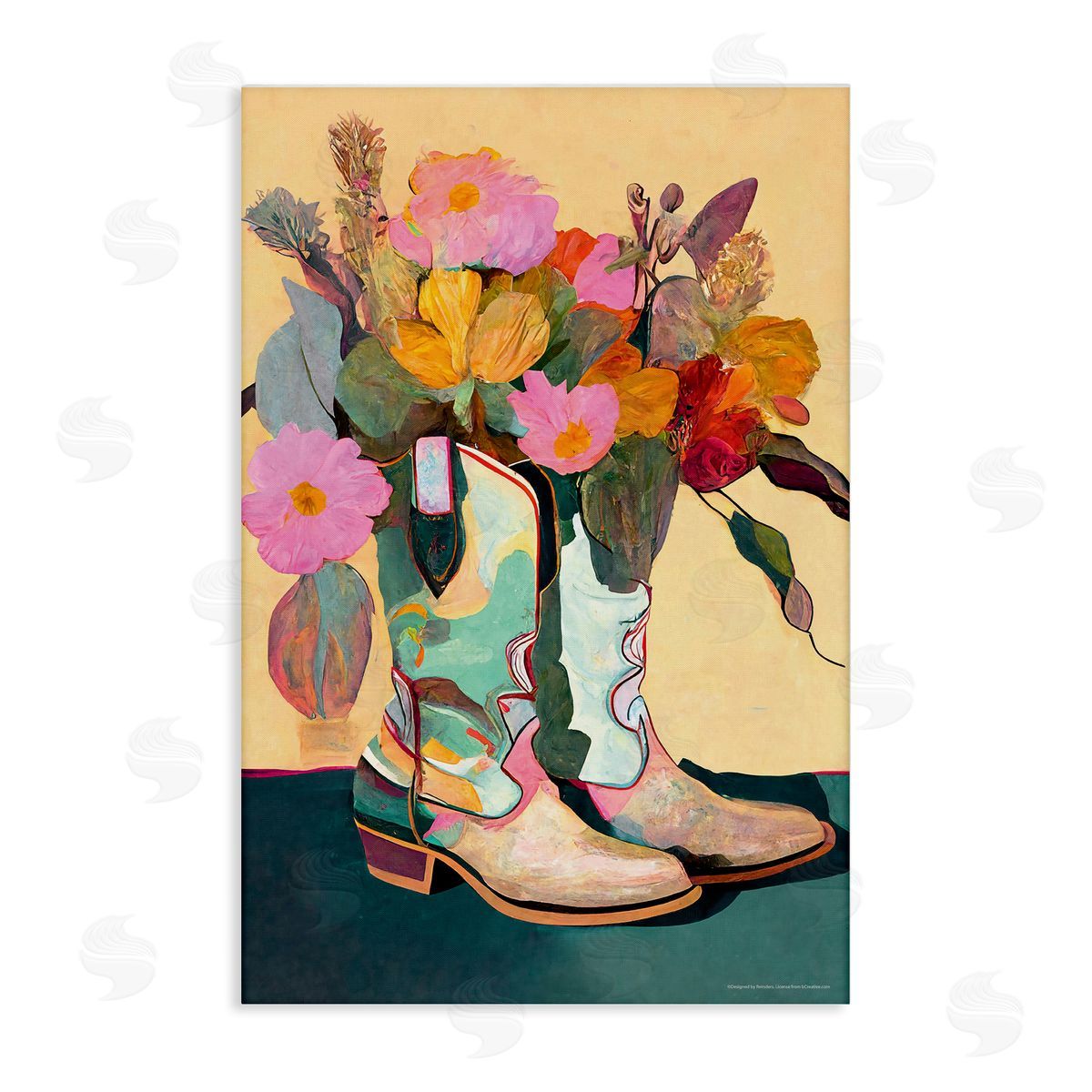 Reinders Bright Cowgirl Florals Canvas Wall Art Print