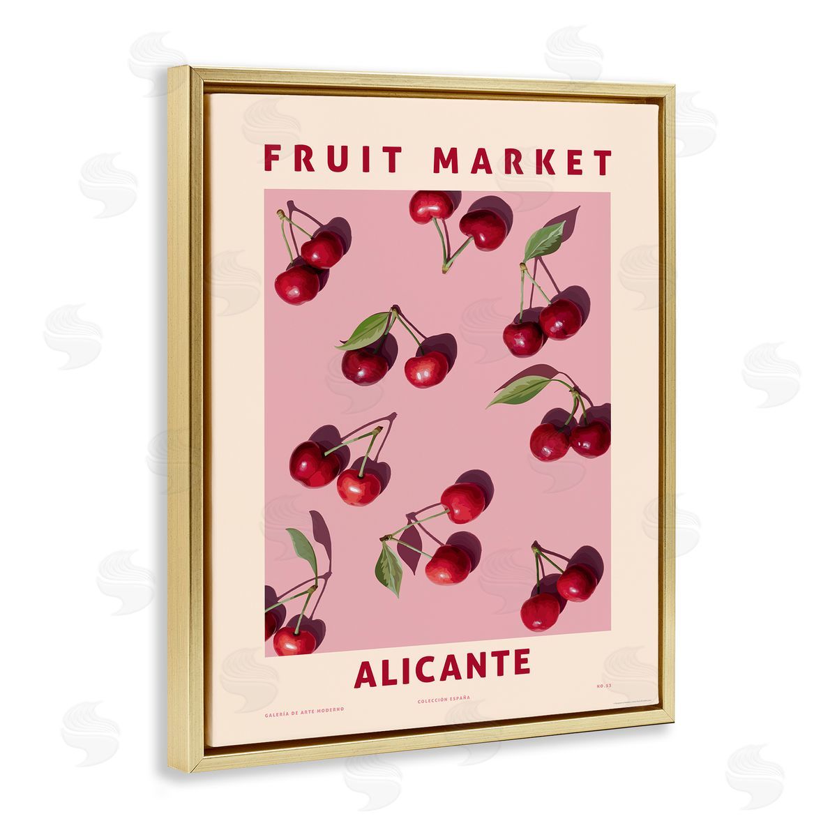 Fruit Market Cherries Gold Floating Frame Canvas Wall Art, Home Decor by Reinders