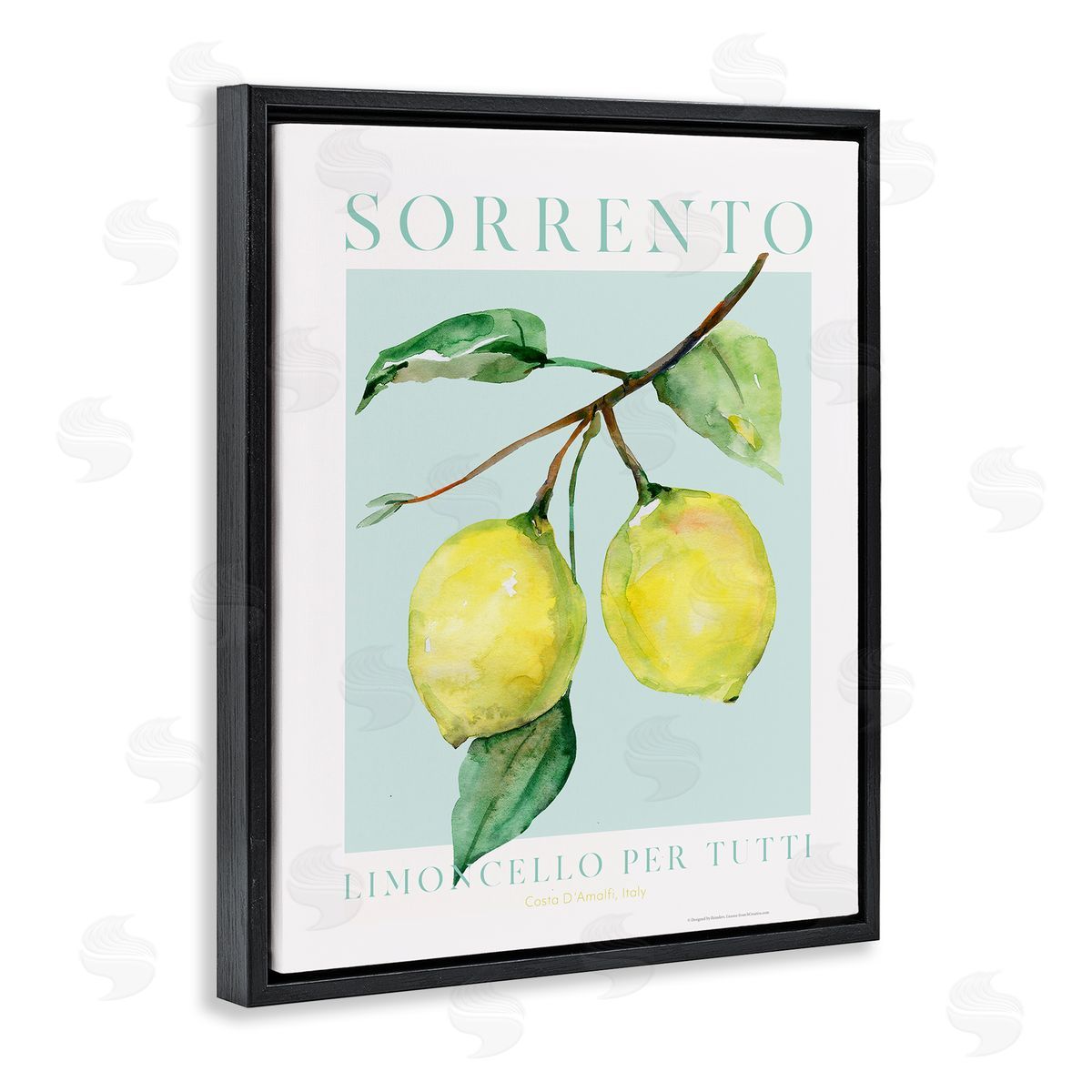 Sorrento Lemon Branch Black Floating Frame Canvas Wall Art, Home Decor by Reinders
