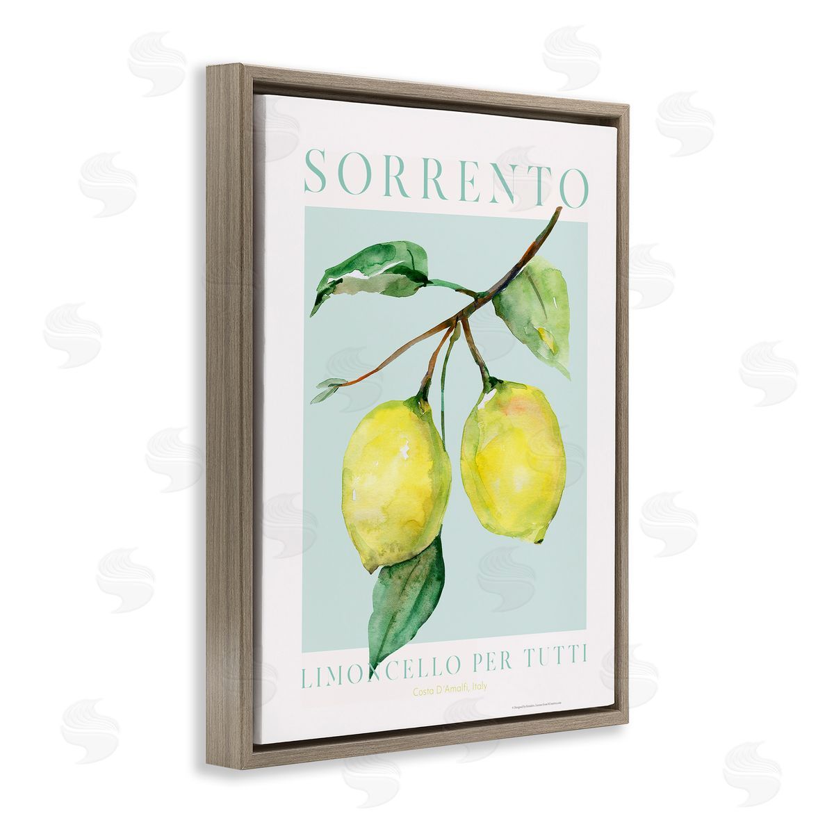 Sorrento Lemon Branch Brown Floating Frame Canvas Wall Art, Home Decor by Reinders