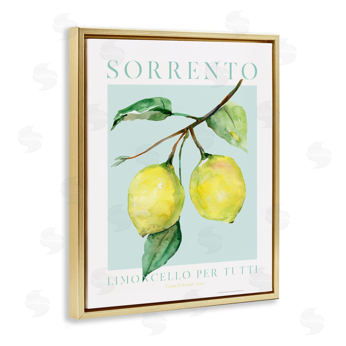 Sorrento Lemon Branch Gold Floating Frame Canvas Wall Art, Home Decor by Reinders