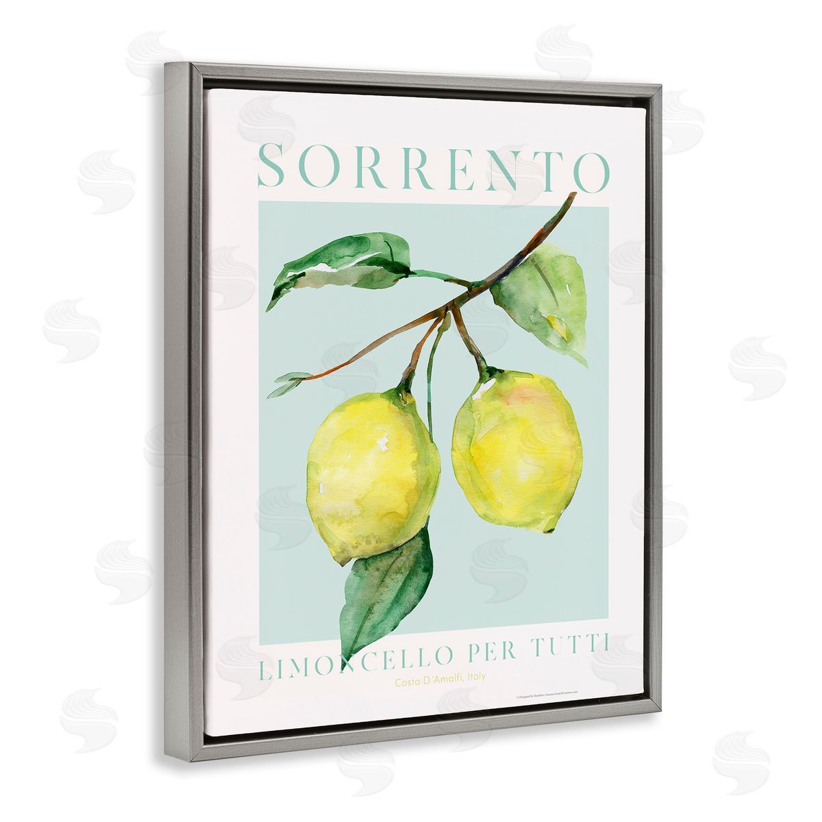 Sorrento Lemon Branch Grey Floating Frame Canvas Wall Art, Home Decor by Reinders