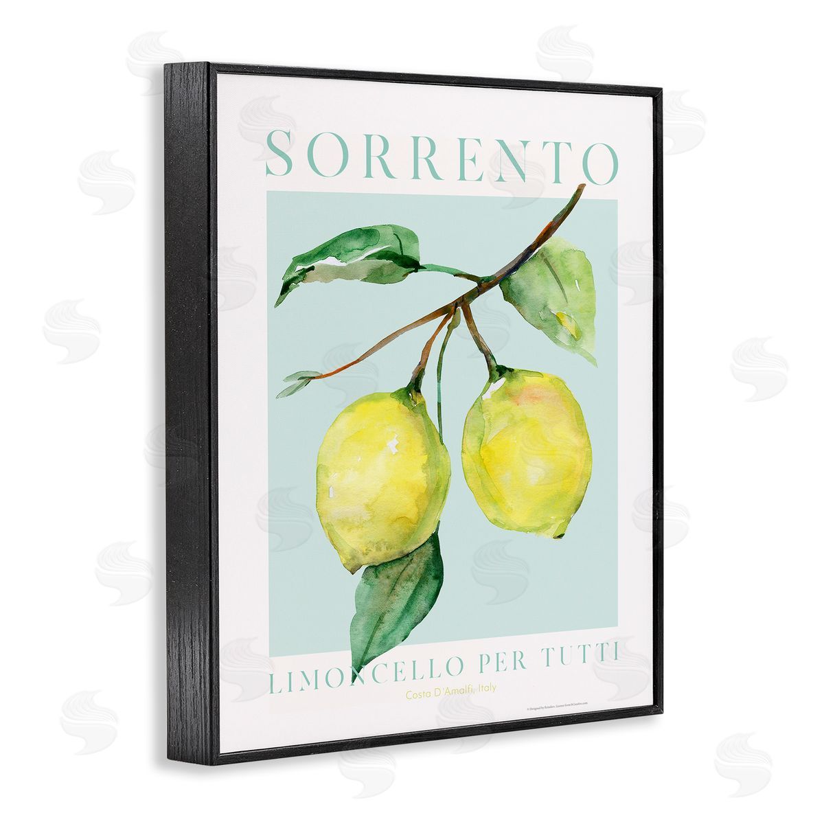 Sorrento Lemon Branch Black Frame Print Wall Art, Home Decor by Reinders