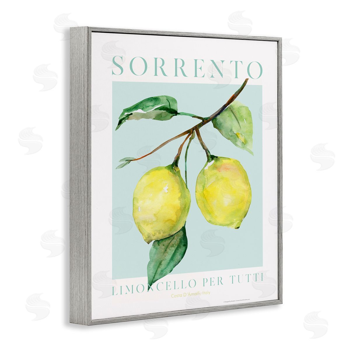 Sorrento Lemon Branch Grey Frame Print Wall Art, Home Decor by Reinders