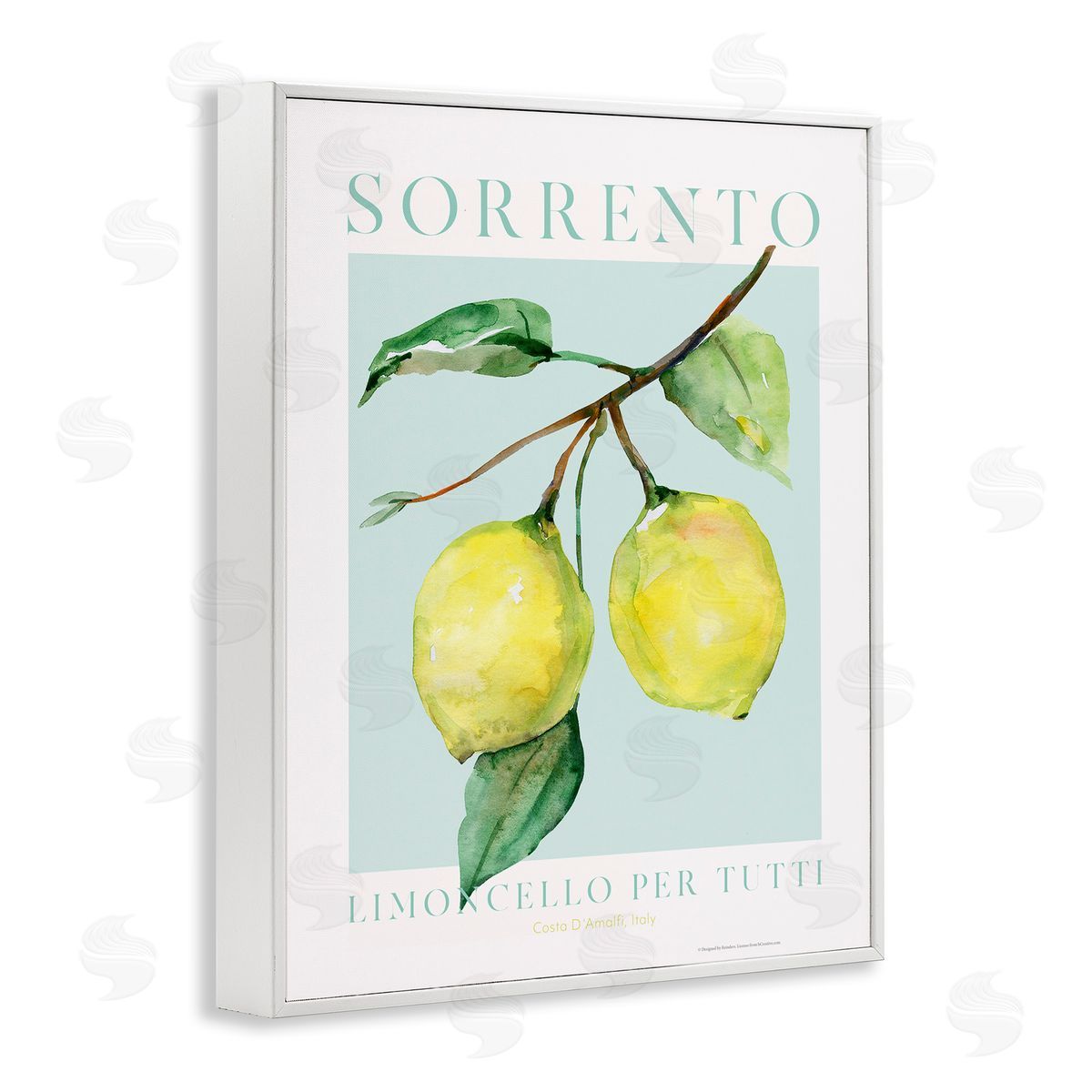 Sorrento Lemon Branch White Frame Print Wall Art, Home Decor by Reinders