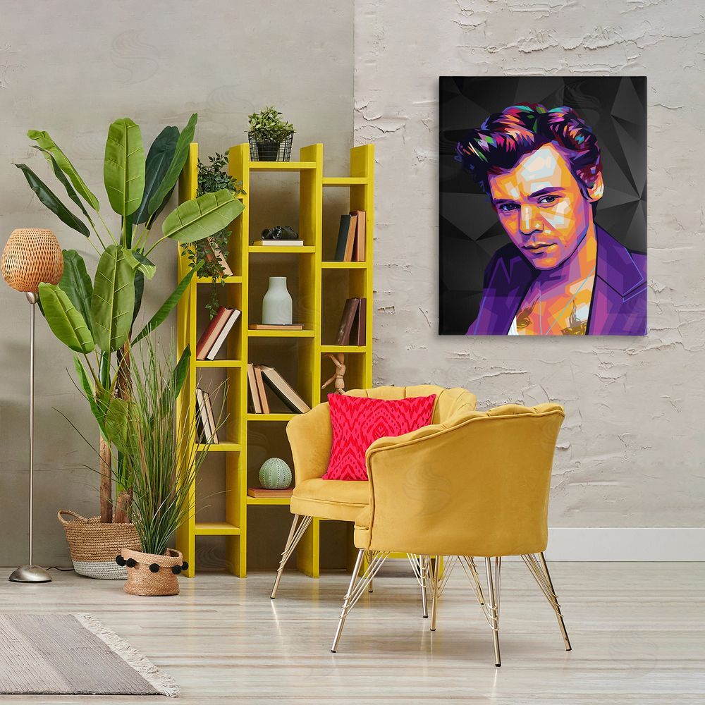 Birch & Ink Bright Harry on Black Canvas Wall Art Print in Room