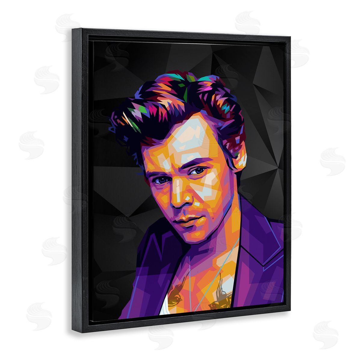 Birch & Ink Bright Harry on Black Black Floating Frame Canvas Wall Art Print