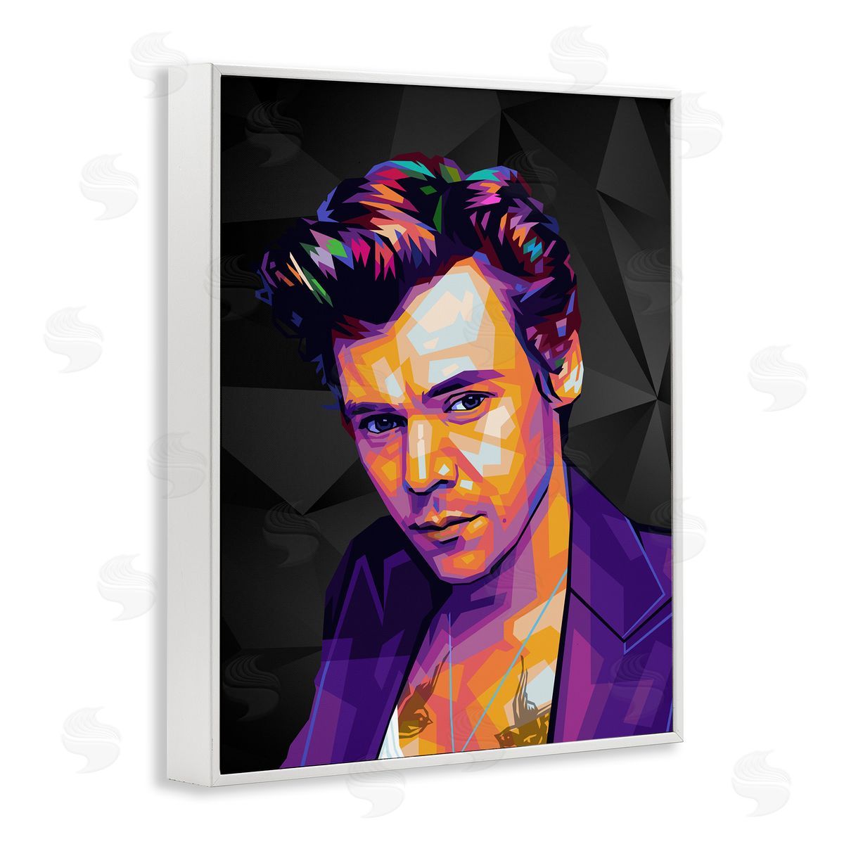 Birch & Ink Bright Harry on Black White Framed Giclee Wall Art Print