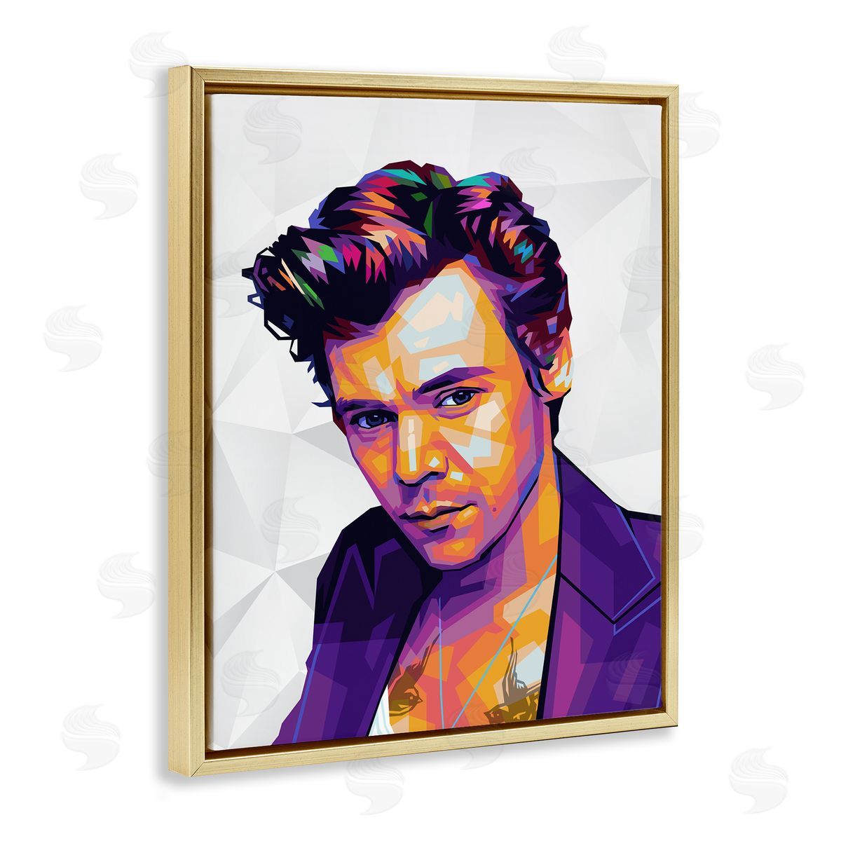 Birch & Ink Bright Hued Harry Gold Floating Frame Canvas Wall Art Print