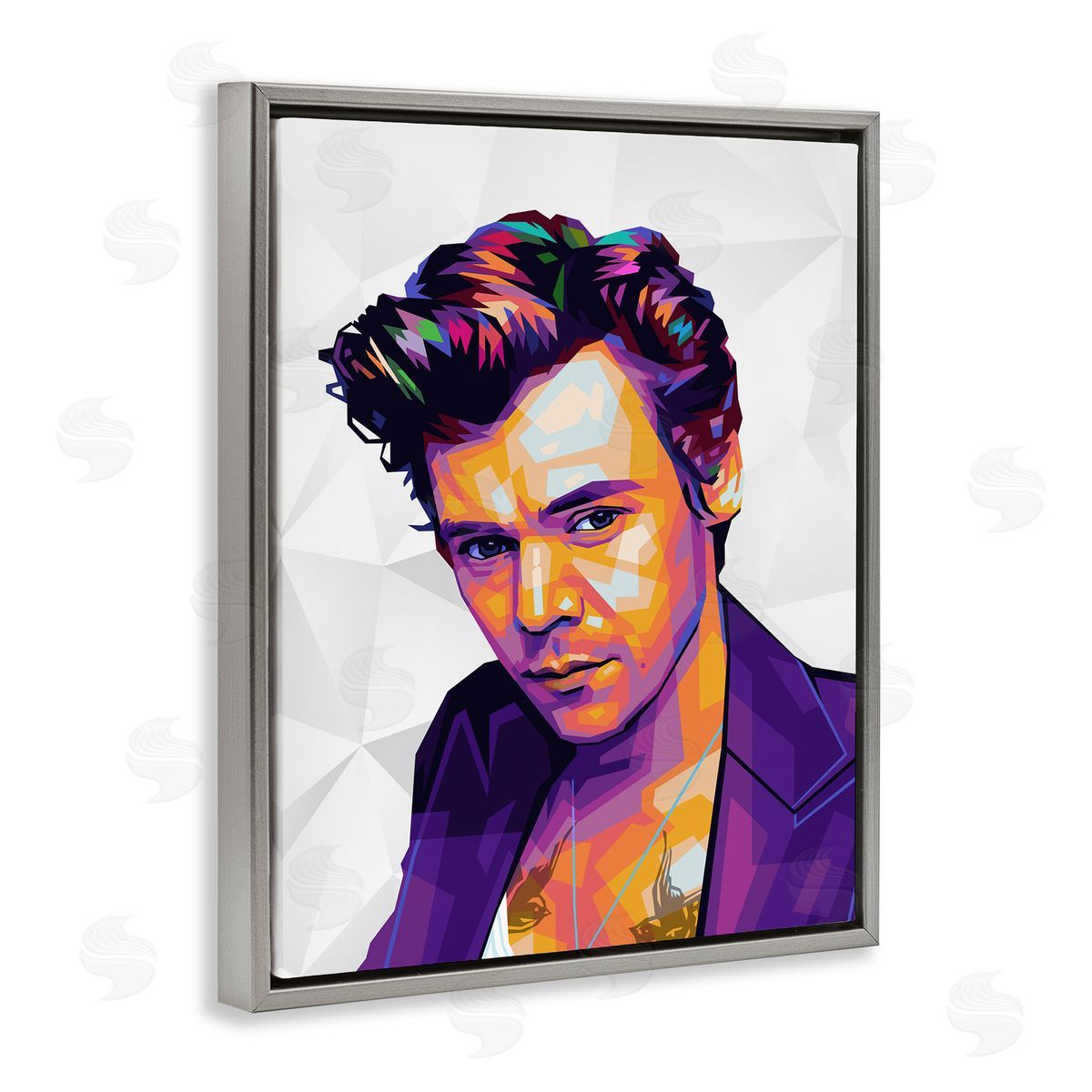 Birch & Ink Bright Hued Harry Gray Floating Frame Canvas Wall Art Print