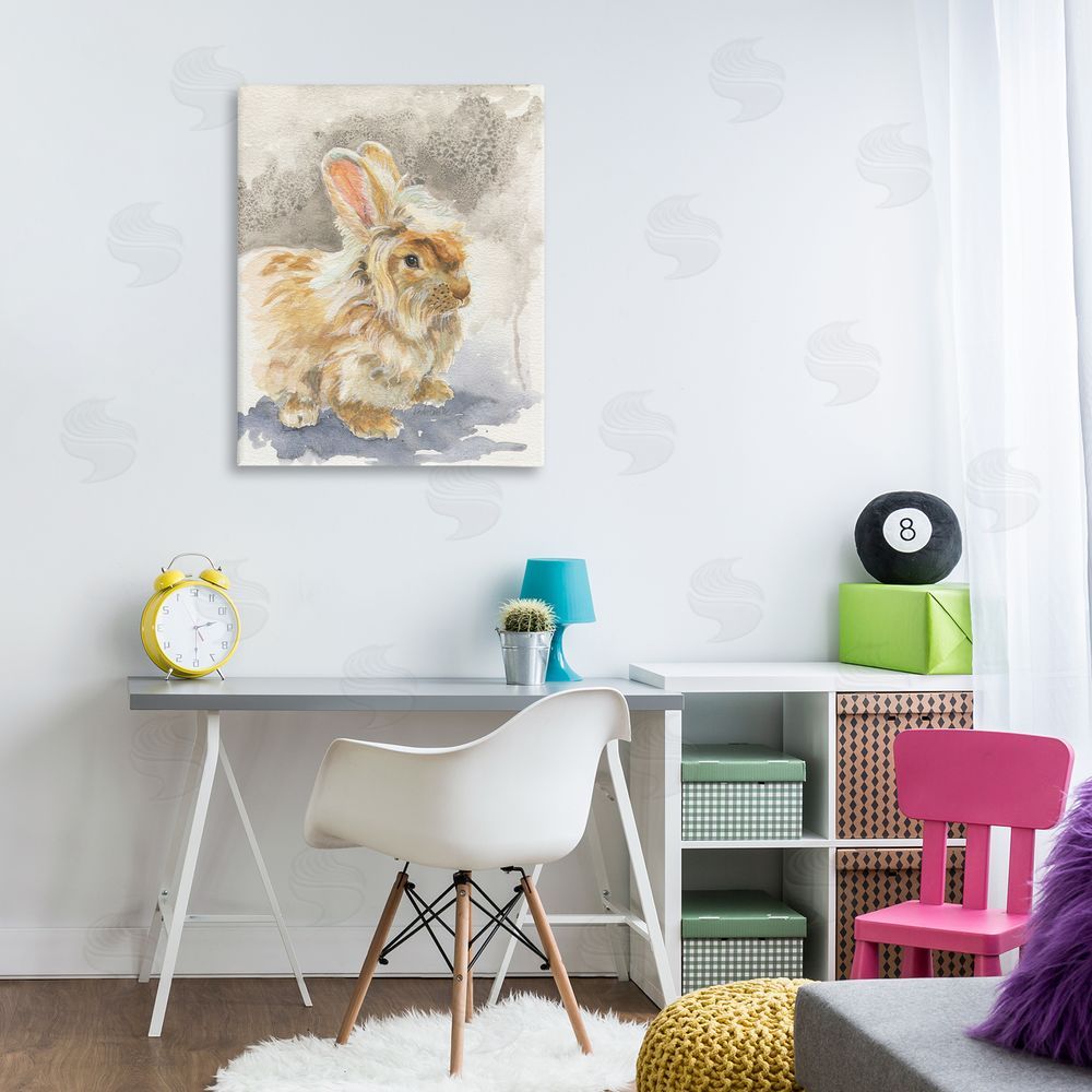 Jennifer Redstreake Angora Bunny Watercolor Canvas Wall Art Print in Room
