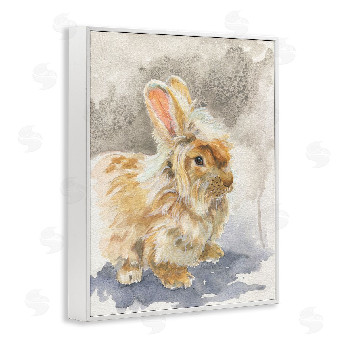 Jennifer Redstreake Angora Bunny Watercolor White Framed Giclee Wall Art Print