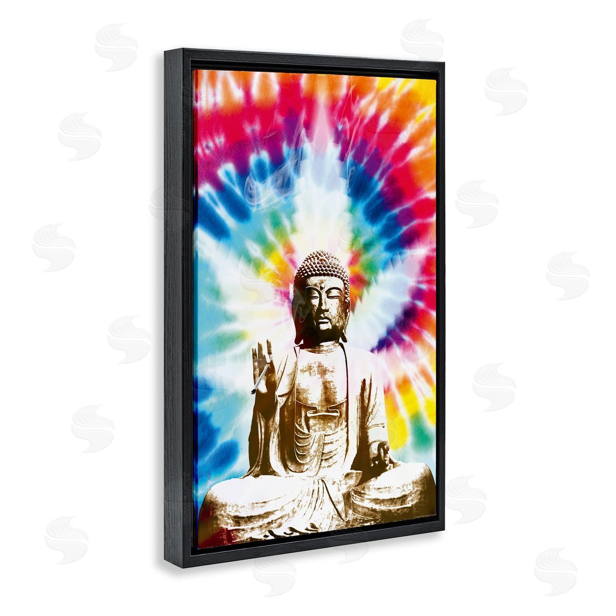 Reinders Hippie Tie Dye Buddha Black Floating Frame Canvas Wall Art Print