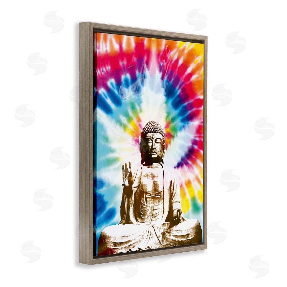 Reinders Hippie Tie Dye Buddha Brown Floating Frame Canvas Wall Art Print