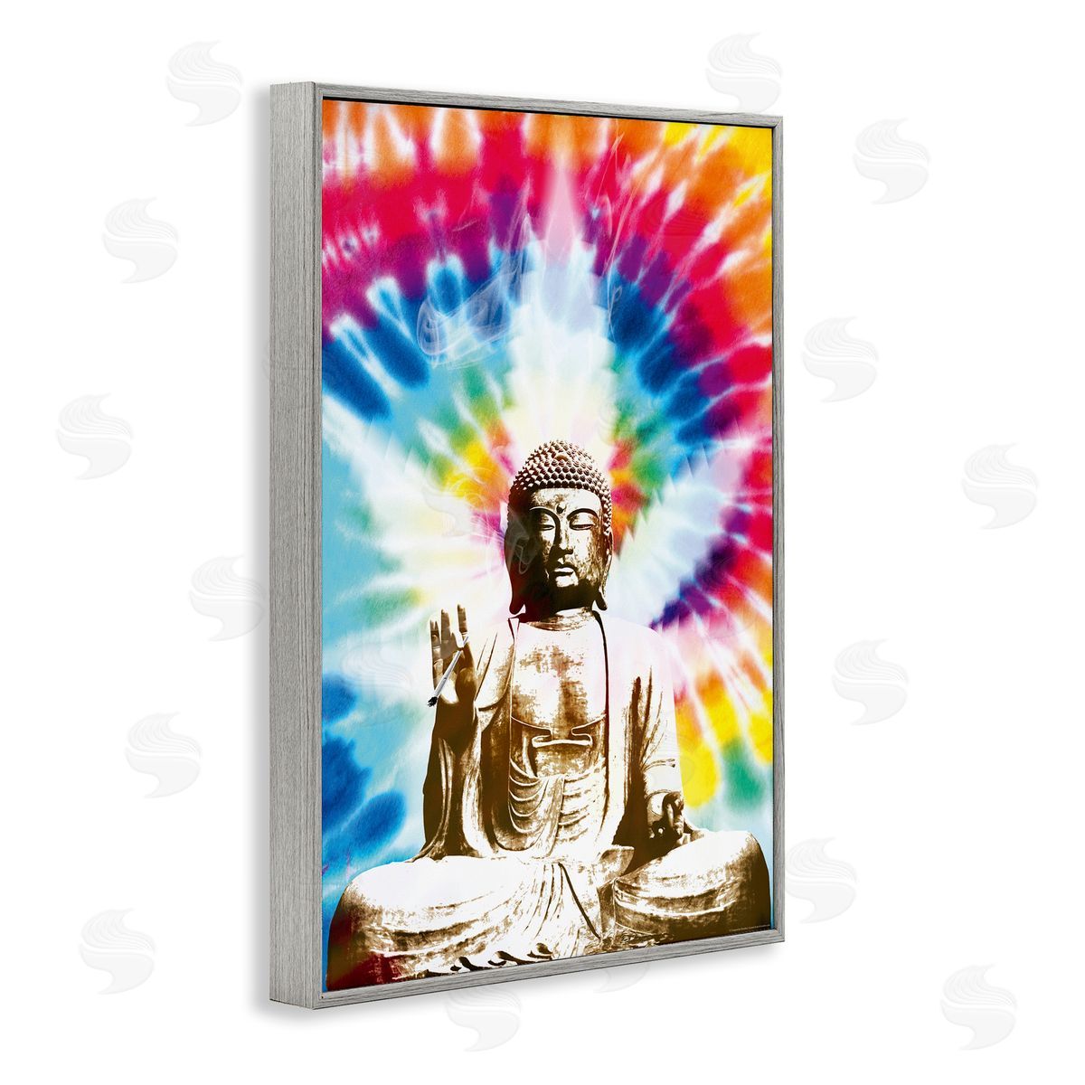 Reinders Hippie Tie Dye Buddha Gray Framed Giclee Wall Art Print