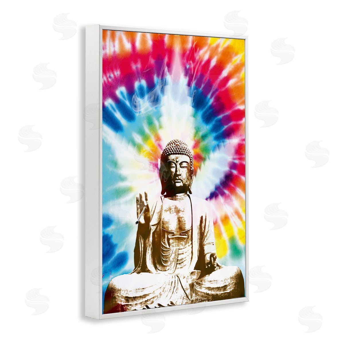 Reinders Hippie Tie Dye Buddha White Framed Giclee Wall Art Print
