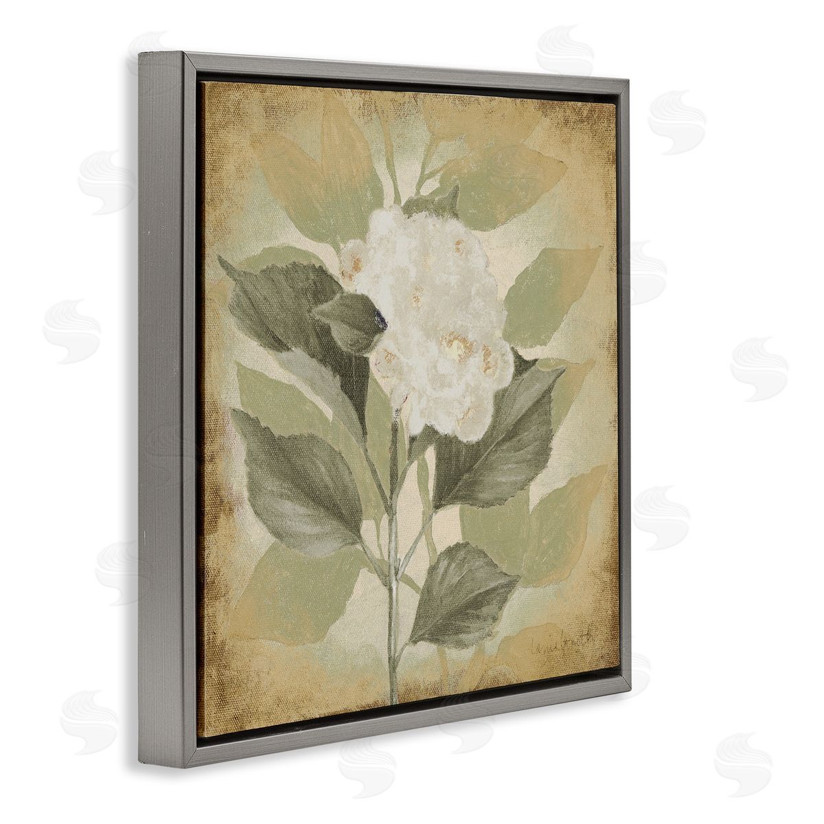 Lanie Loreth Rustic Geranium Impression Gray Floating Frame Canvas Wall Art Print