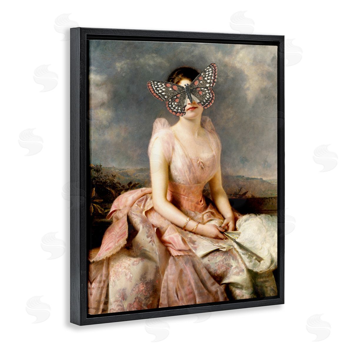 Piddix Vintage Butterfly View Black Floating Frame Canvas Wall Art Print