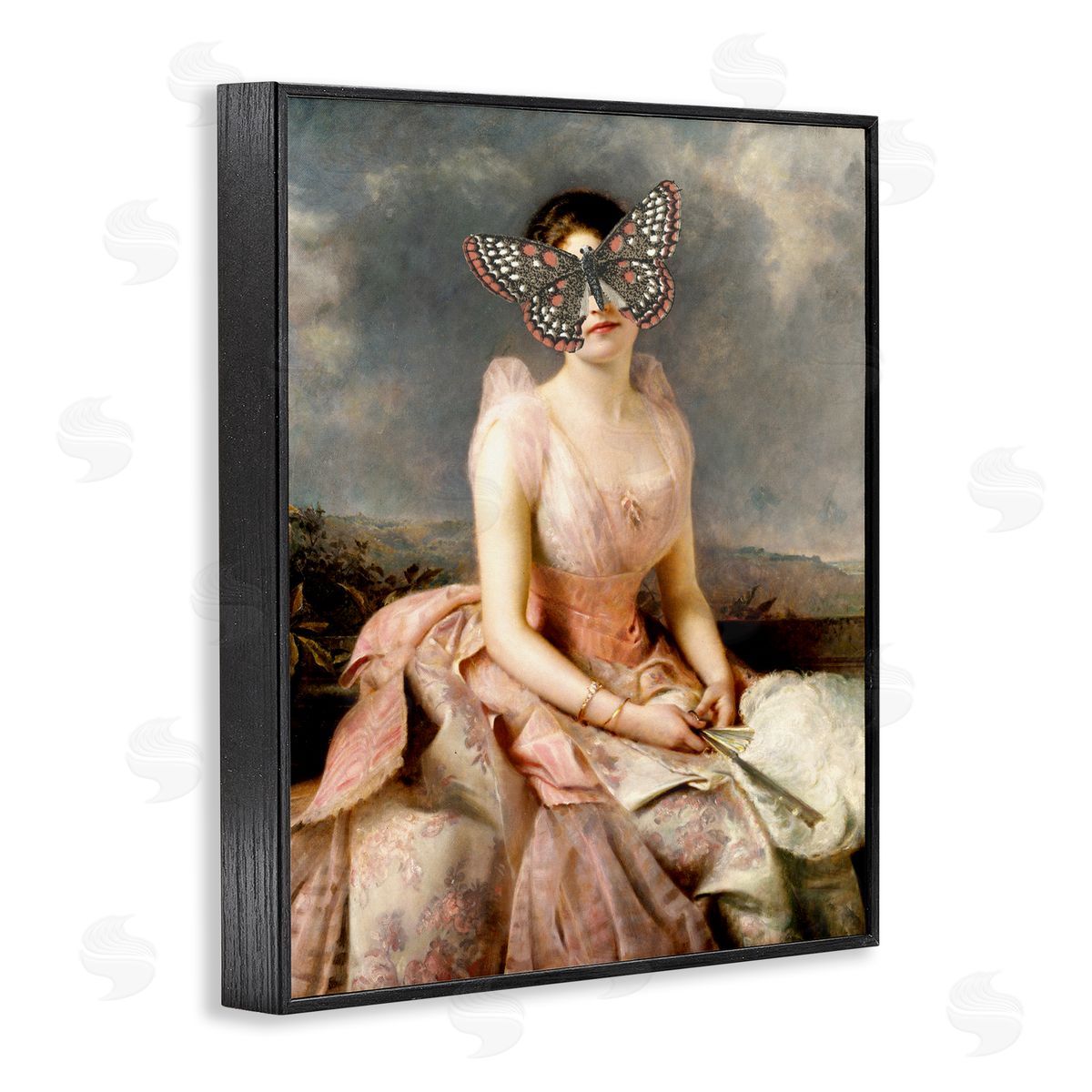 Piddix Vintage Butterfly View Black Framed Giclee Wall Art Print