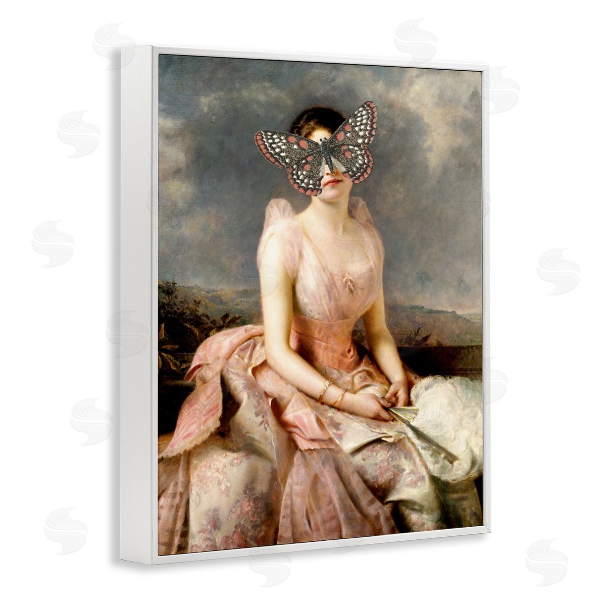 Piddix Vintage Butterfly View White Framed Giclee Wall Art Print