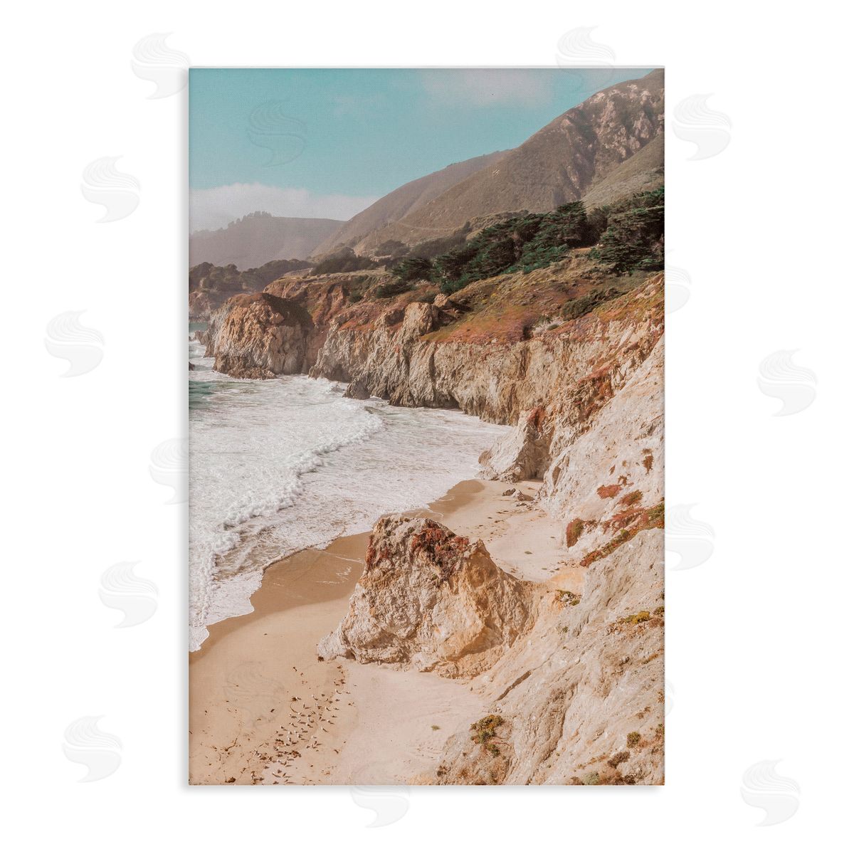 Nataly White Rocky Ocean Cove Canvas Wall Art Print
