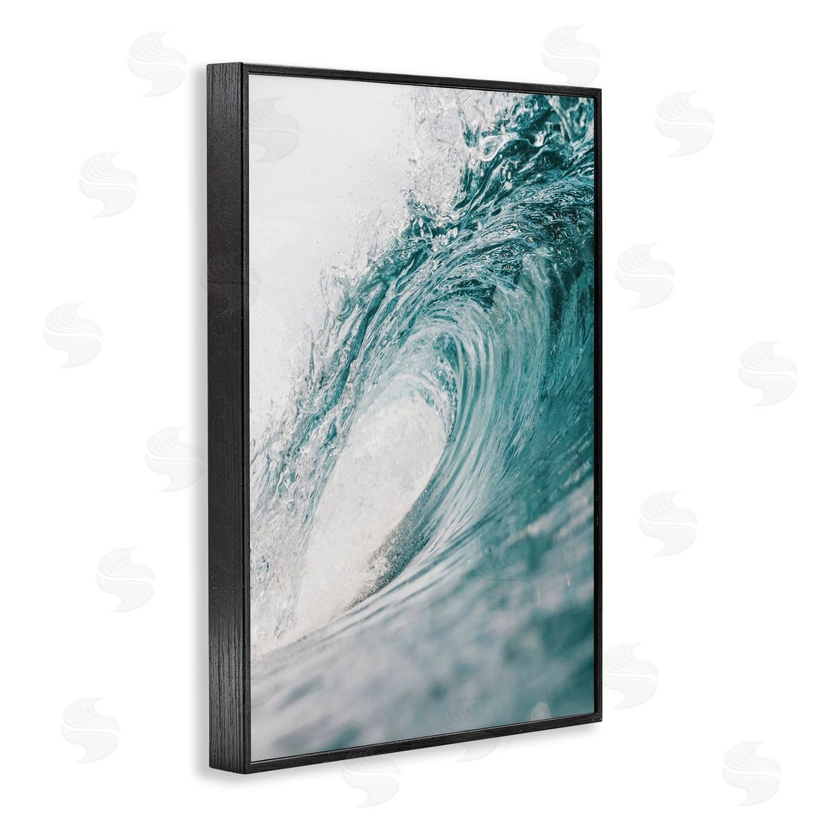 Nataly White Rolling Surf Waves Black Framed Giclee Wall Art Print
