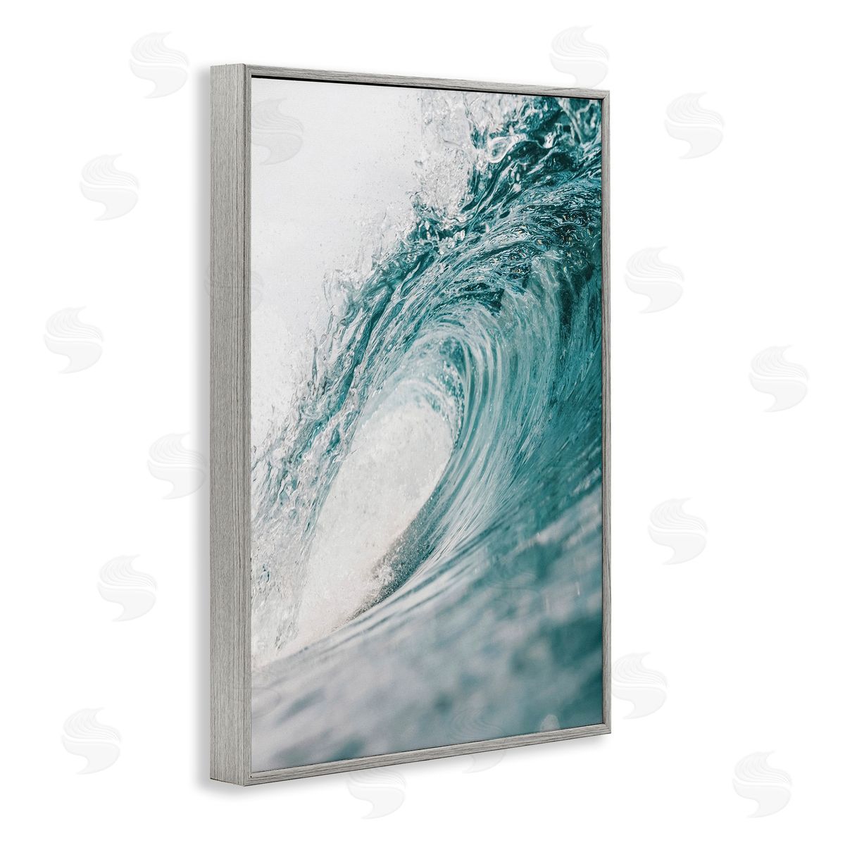 Nataly White Rolling Surf Waves Gray Framed Giclee Wall Art Print