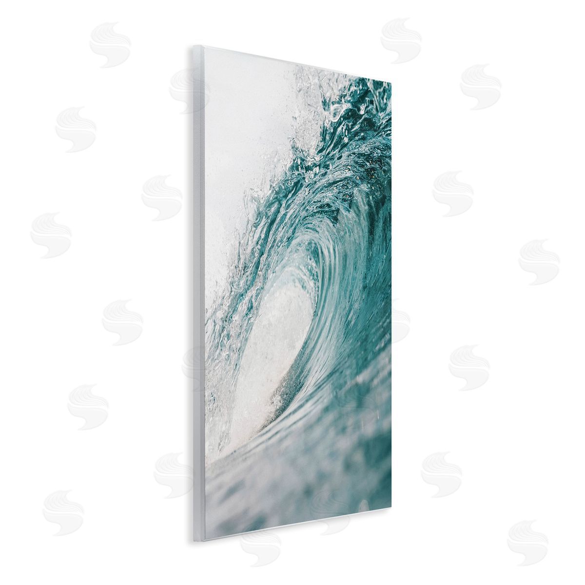 Nataly White Rolling Surf Waves Wooden Wall Plaque Art Print