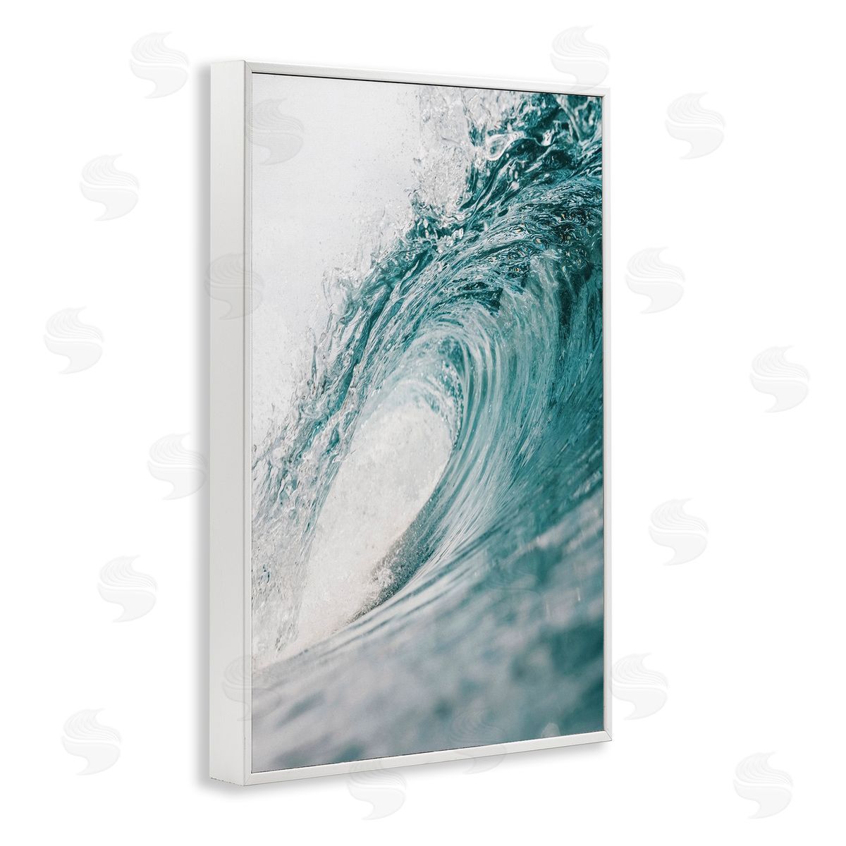 Nataly White Rolling Surf Waves White Framed Giclee Wall Art Print