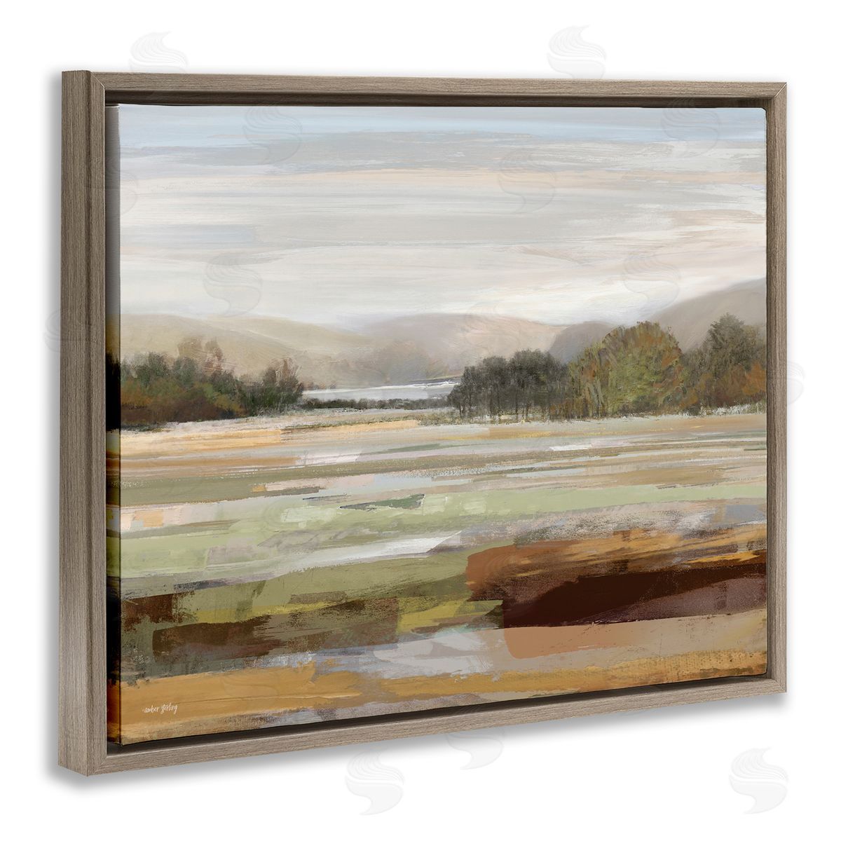 Amber Sterling Idyllic Countryside View Brown Floating Frame Canvas Wall Art Print