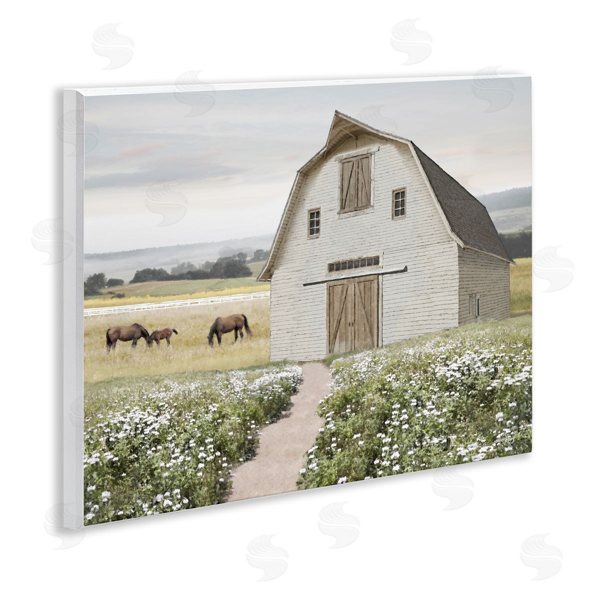 Amber Sterling Charming Path to Barn Wooden Wall Plaque Art Print