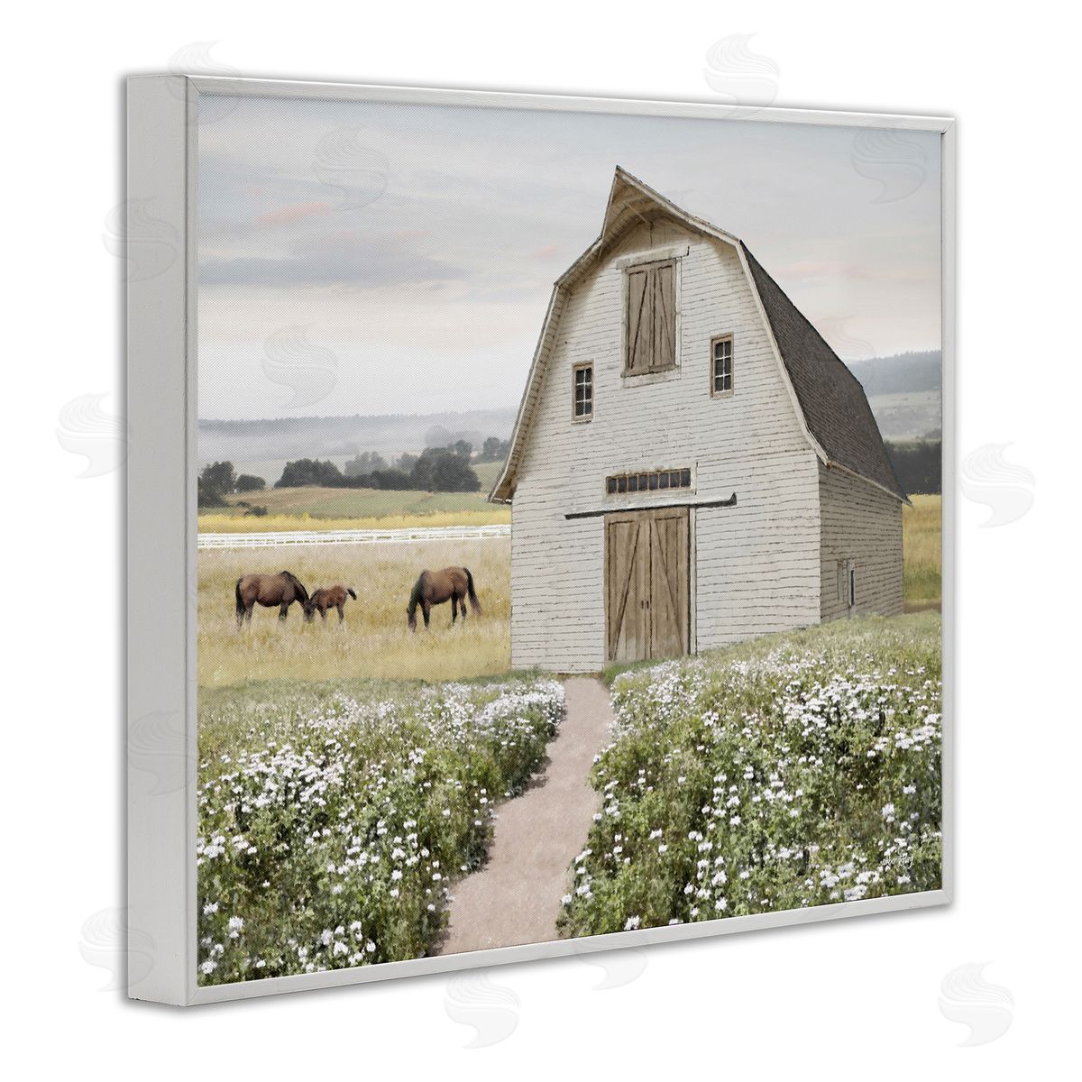 Amber Sterling Charming Path to Barn White Framed Giclee Wall Art Print
