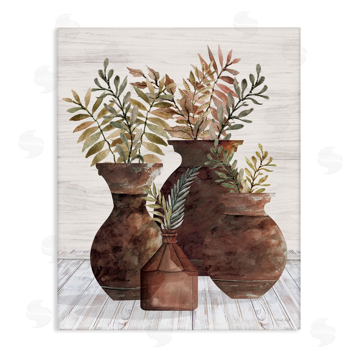 Cindy Jacobs Rustic Pottery Plants Canvas Wall Art Print
