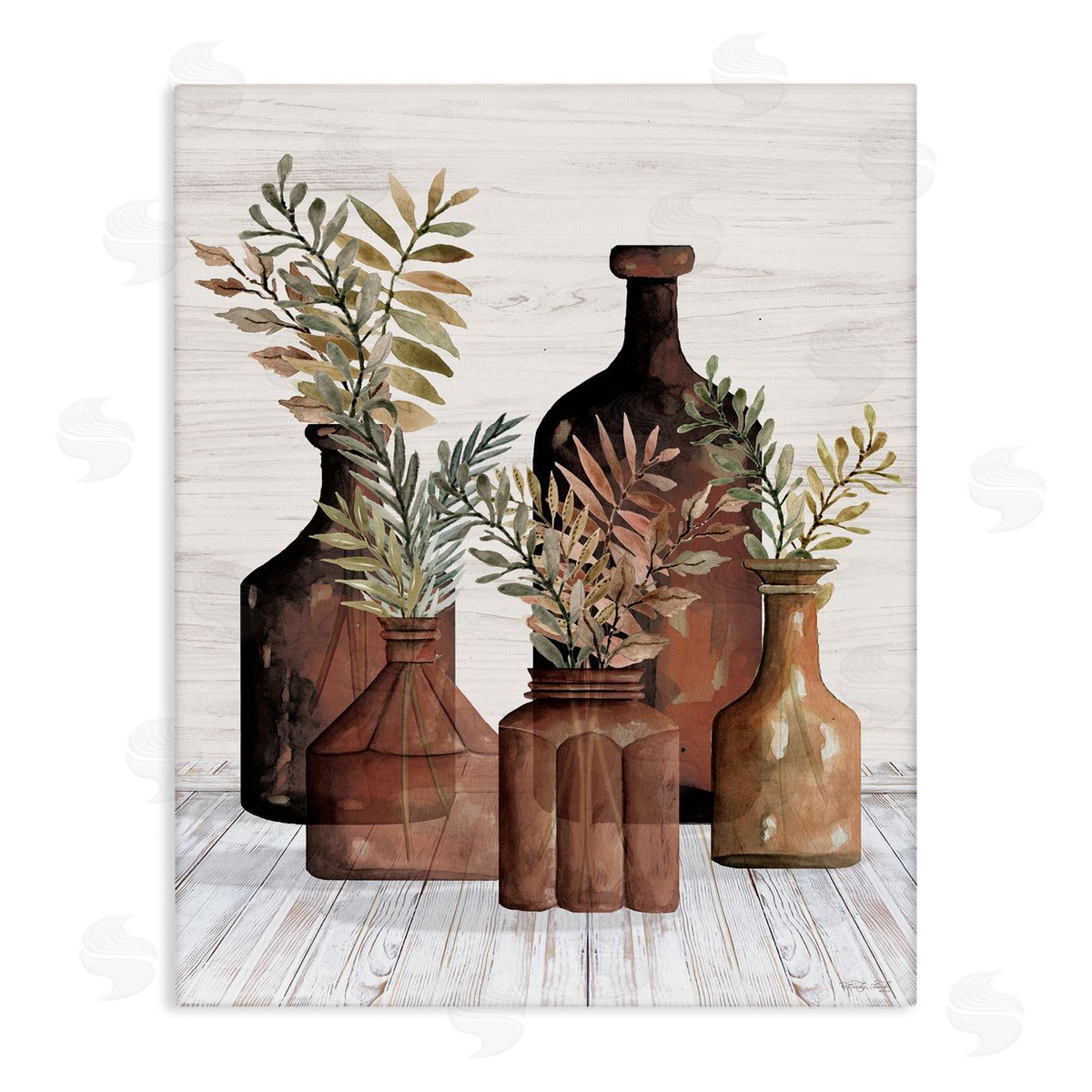 Cindy Jacobs Brown Pottery Botanicals Canvas Wall Art Print