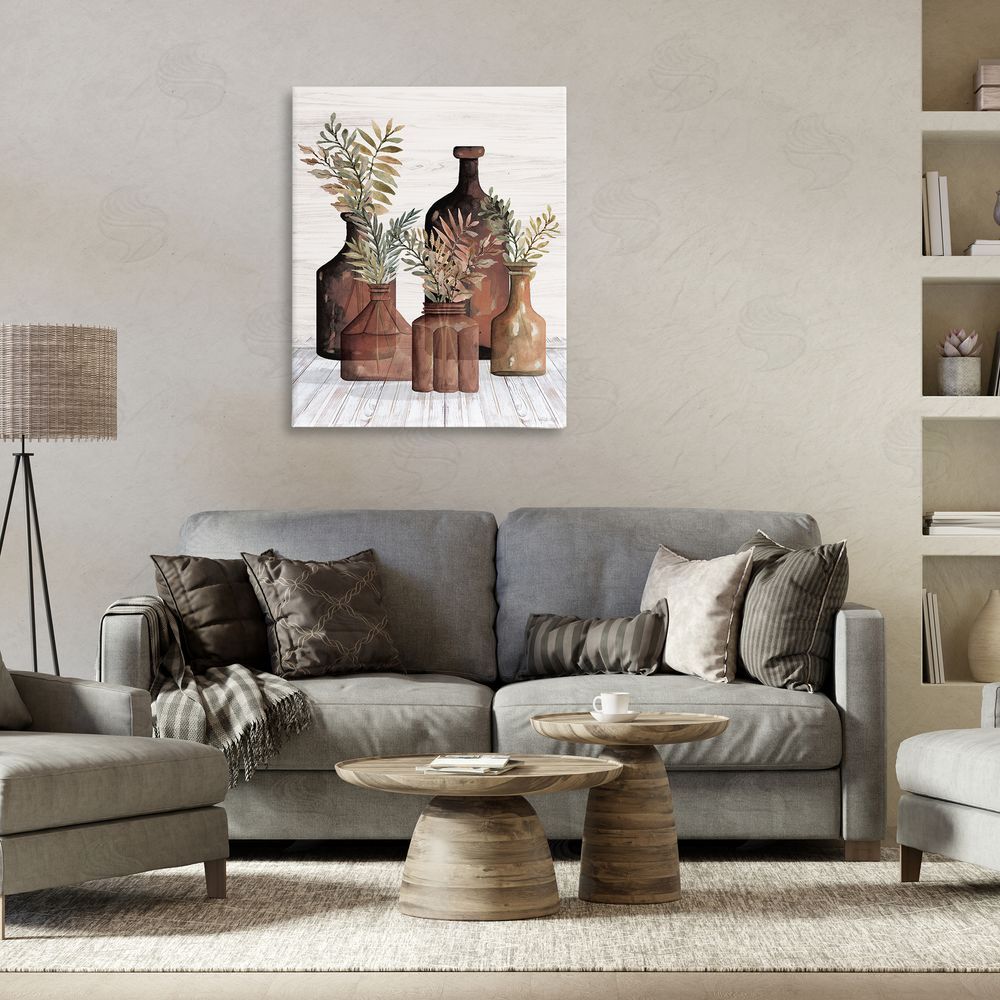 Cindy Jacobs Brown Pottery Botanicals Canvas Wall Art Print in Room