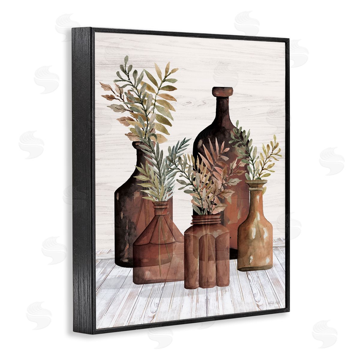 Cindy Jacobs Brown Pottery Botanicals Black Framed Giclee Wall Art Print