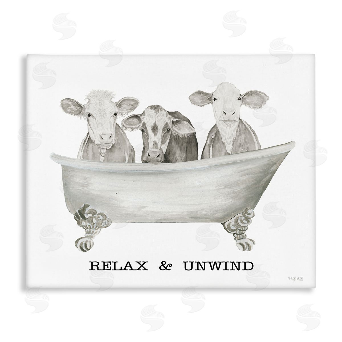Cindy Jacobs Relax Unwind Cow Tub Canvas Wall Art Print