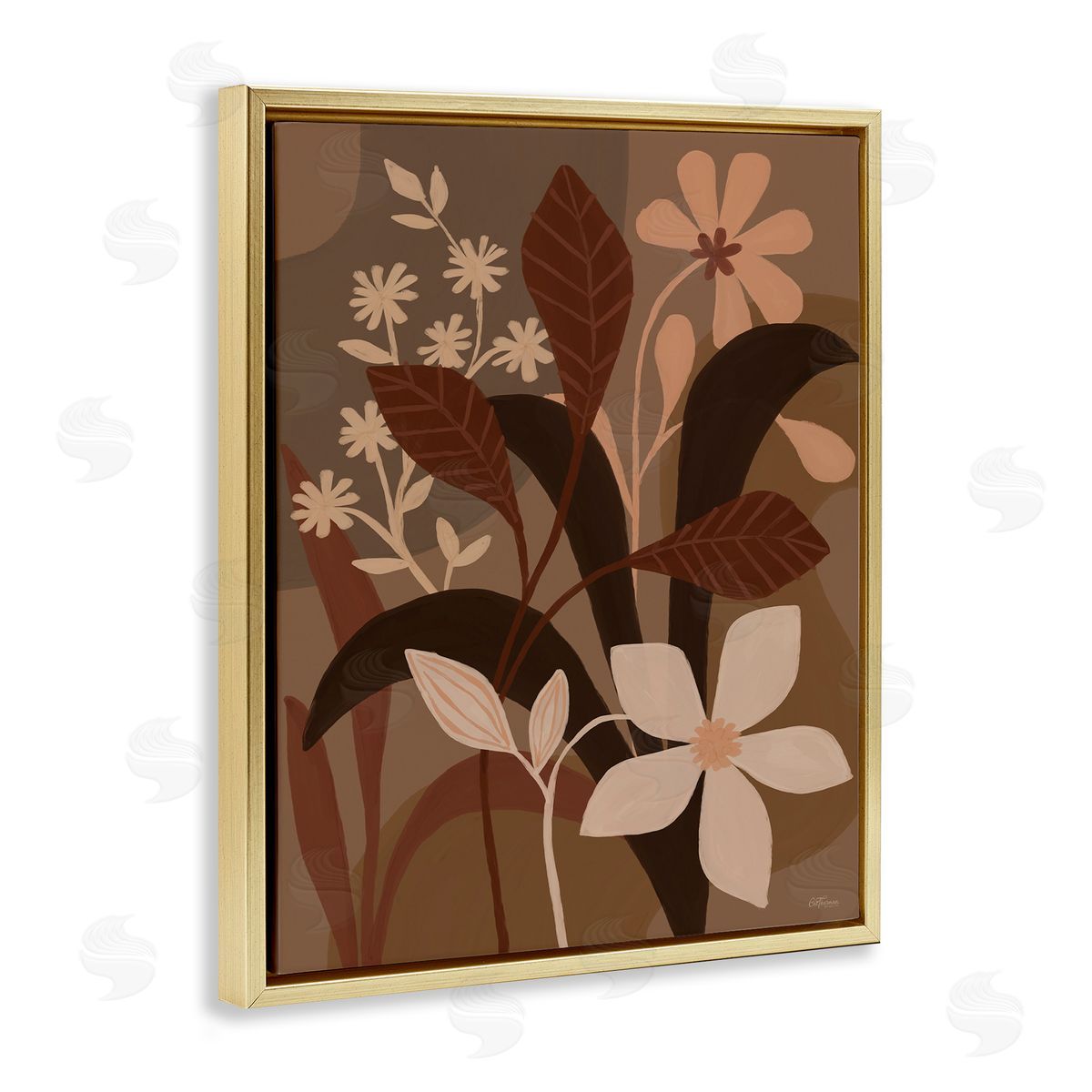 Cat Thurman Designs Boho Plant Layers Gold Floating Frame Canvas Wall Art Print