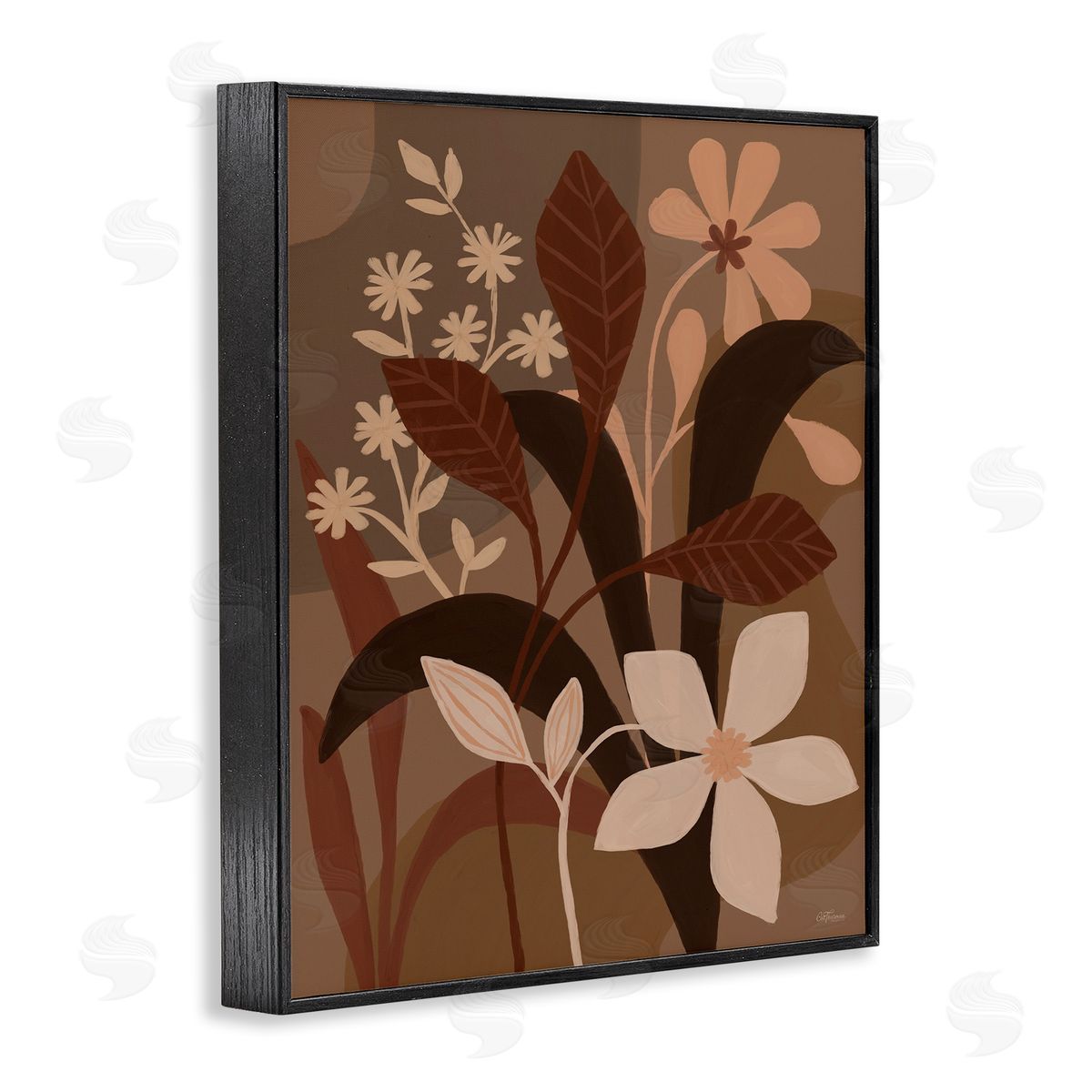 Cat Thurman Designs Boho Plant Layers Black Framed Giclee Wall Art Print