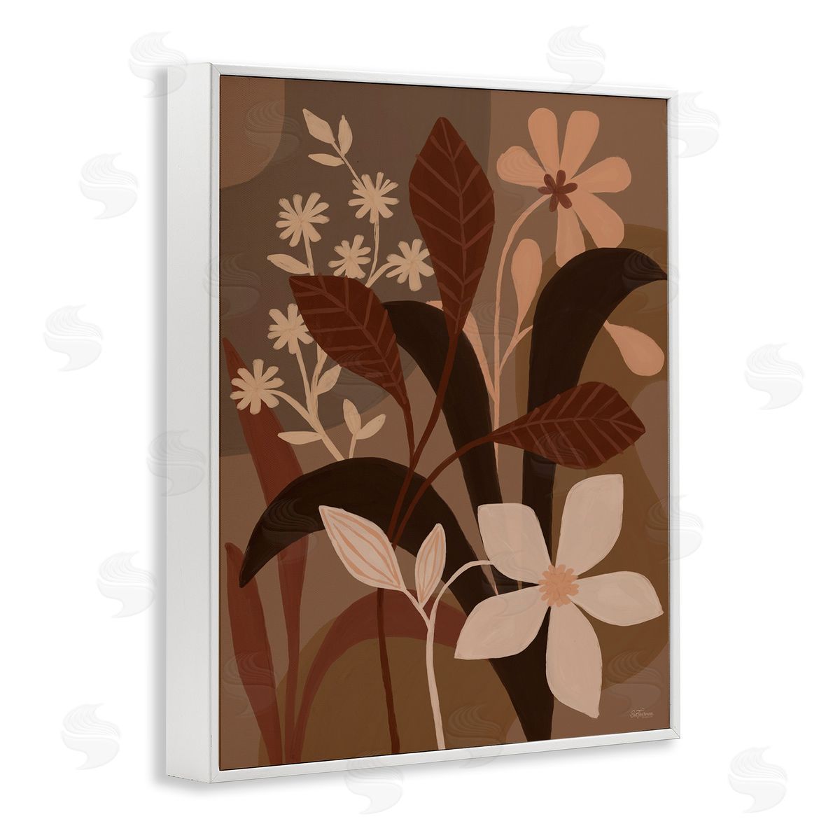 Cat Thurman Designs Boho Plant Layers White Framed Giclee Wall Art Print