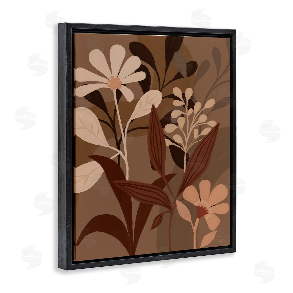 Dogwood Portfolio Muted Boho Botanicals Black Floating Frame Canvas Wall Art Print